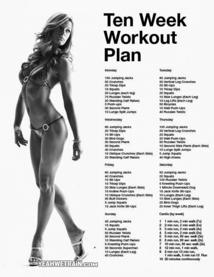 10 Week Workout Plan for Women - Sixpack Butt Legs Exercises Abs 